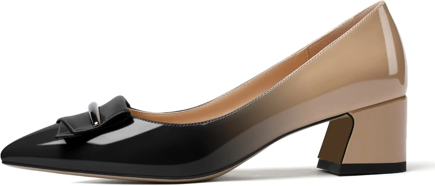 Zamikoo Women's Block Heel Pumps Low Heel Slip On Pointy Toe Wedding Dress Shoes US Size 5-13