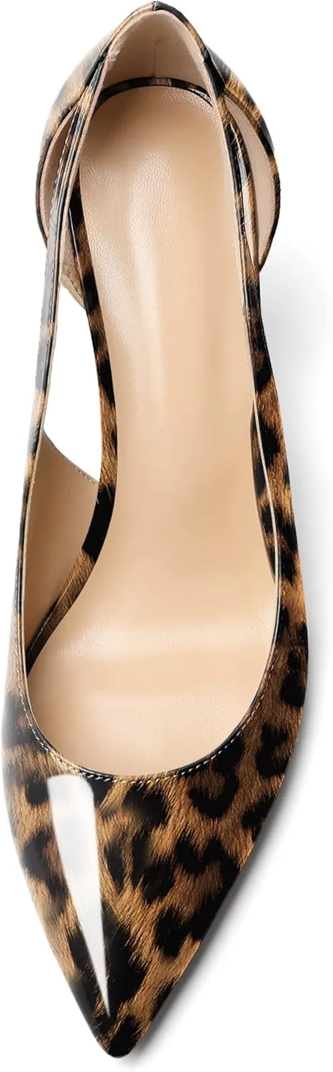 Zamikoo Women's Pointed Toe Slip On 3.5 Inch High Heel Pumps, Sexy Cut Out Stiletto Heels, High Heeled Dress Shoes for Casual Dress Office Event