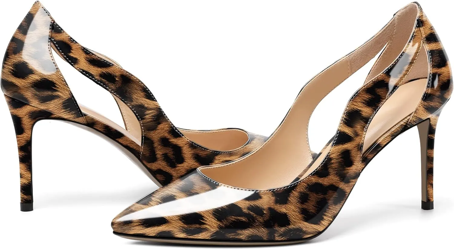 Zamikoo Women's Pointed Toe Slip On 3.5 Inch High Heel Pumps, Sexy Cut Out Stiletto Heels, High Heeled Dress Shoes for Casual Dress Office Event