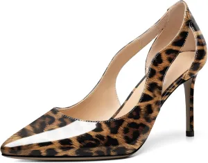 Zamikoo Women's Pointed Toe Slip On 3.5 Inch High Heel Pumps, Sexy Cut Out Stiletto Heels, High Heeled Dress Shoes for Casual Dress Office Event