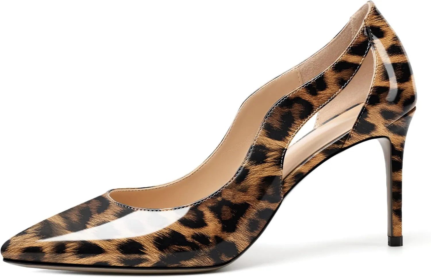 Zamikoo Women's Pointed Toe Slip On 3.5 Inch High Heel Pumps, Sexy Cut Out Stiletto Heels, High Heeled Dress Shoes for Casual Dress Office Event