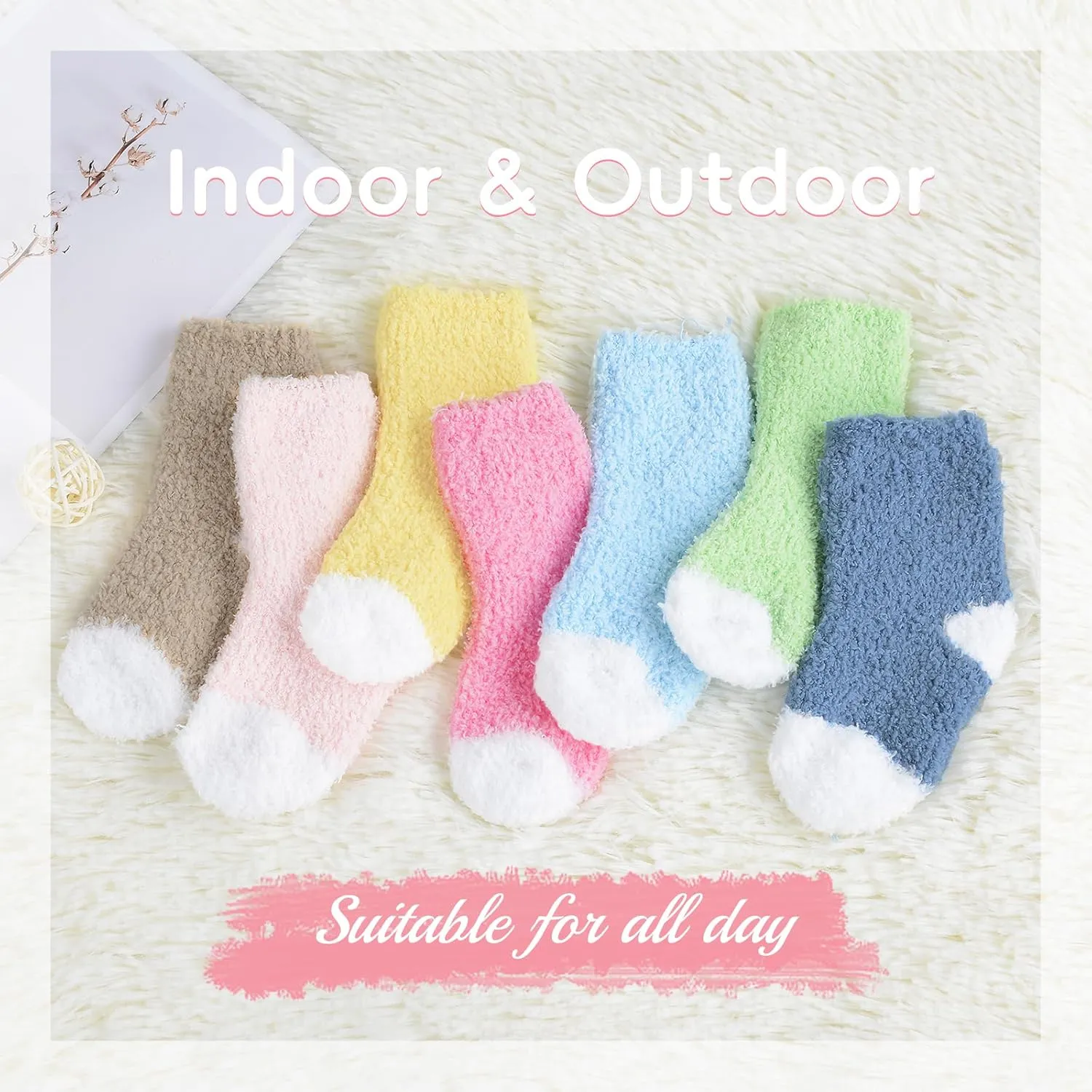Zando Kids Fuzzy Christmas Slipper Socks - Soft Warm Winter Comfy Fluffy Socks for Girls