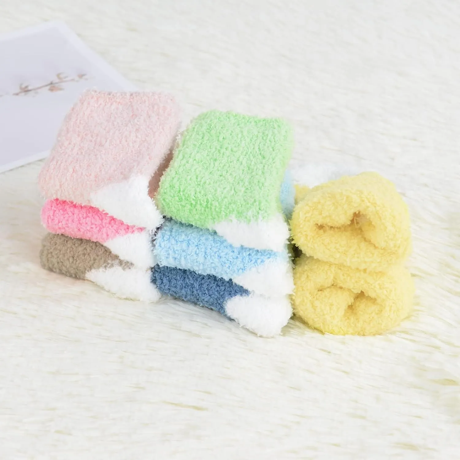 Zando Kids Fuzzy Christmas Slipper Socks - Soft Warm Winter Comfy Fluffy Socks for Girls