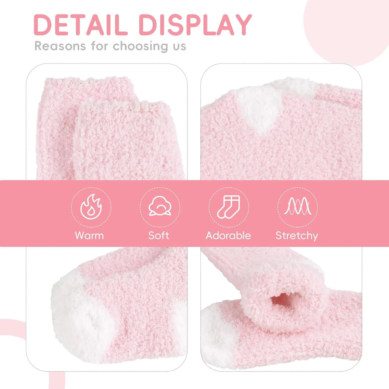 Zando Kids Fuzzy Christmas Slipper Socks - Soft Warm Winter Comfy Fluffy Socks for Girls
