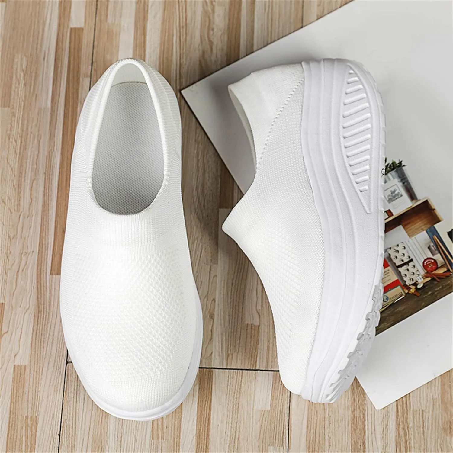 ZBYY Women's Wedge Running Shoes Comfort Slip On Athletic Tennis Walking Breathable Sneakers Fashion Wedges Shoes