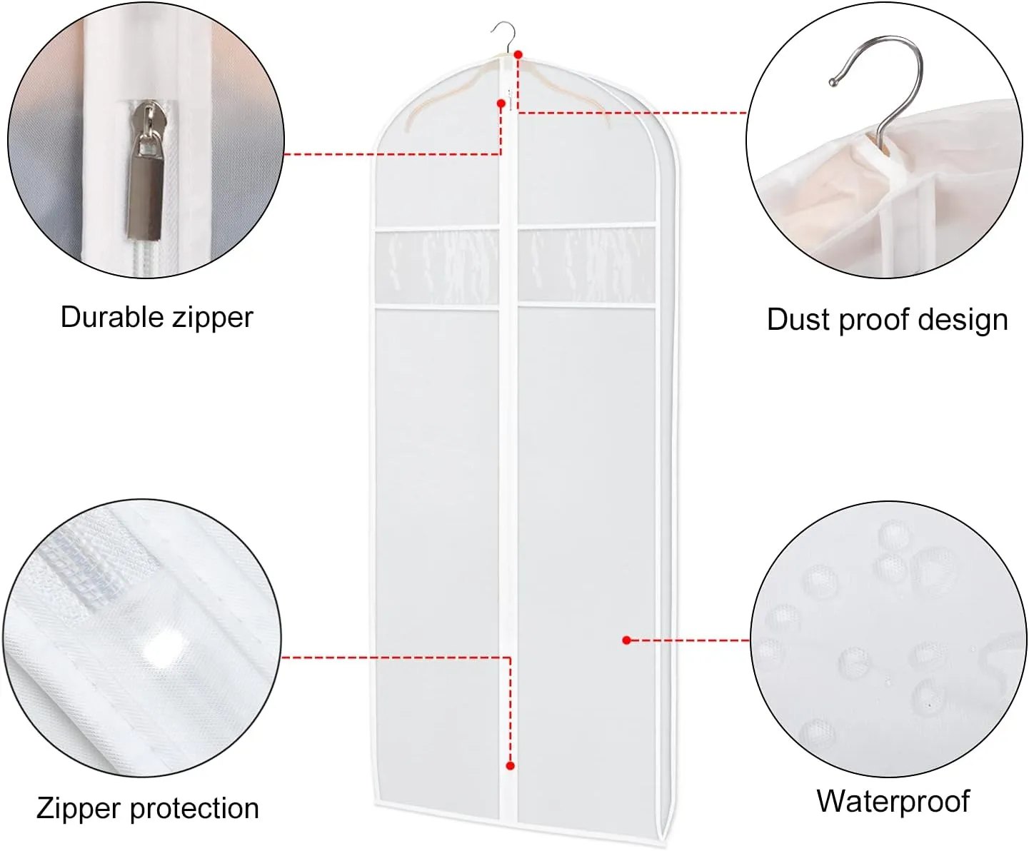 Zilink Dress Garment Bags for Storage 72-inch with Clear Window and 3" Gusset Dress Cover Bag for Long Evening Dresses,Fur Coat, Long Dress Gown Closet Storage