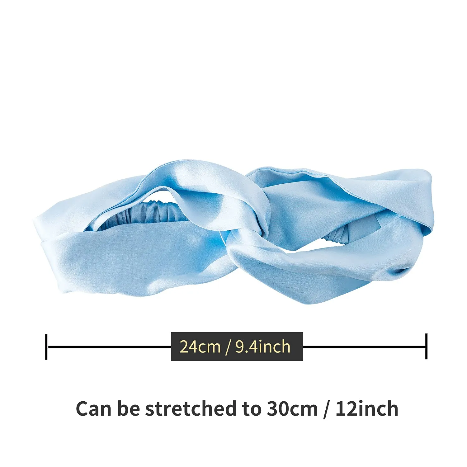 ZIMASILK 100% Mulberry Silk Headband Elastic Twisted Head Hair Wrap Accessory Turban For Women(Light Blue)