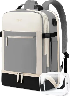 ZOMFELT Carry on Backpack for Women, Flight Approved Travel Backpack with Shoes Compartment, Personal Item Bag with 17.3inch Laptop Pocket, Large Casual Daypack for Overnight, Travel, Hiking