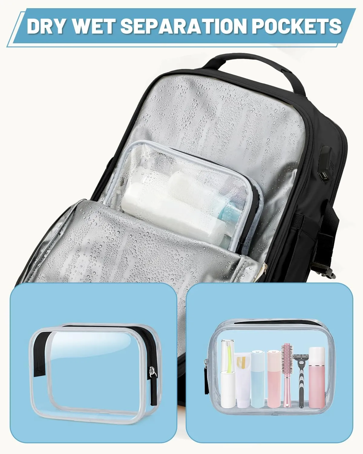 ZOMFELT Carry on Backpack for Women with Shoes Compartment, Flight Approved Travel Backpack with USB Charging Port, TSA 17.3inch Waterproof Laptop Bag Large Casual School Daypack for Weekender