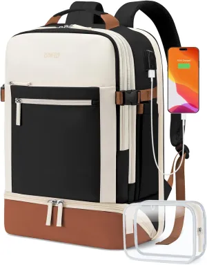 ZOMFELT Travel Backpack for Women, Carry on Backpack with Shoes Compartment, Flight Approved Personal Item Bag with 17.3inch Laptop Pocket, Large Casual School Daypack for College, Hiking, Overnight