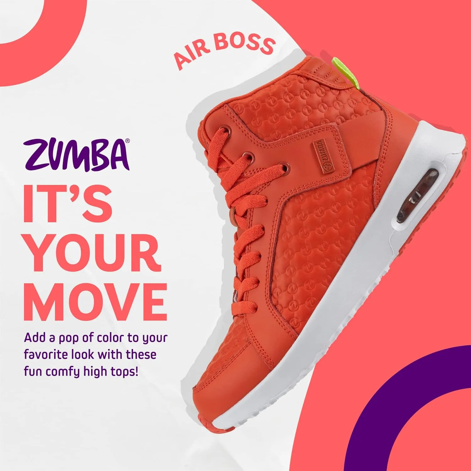 ZUMBA Street Boss Comfy High Top Gym Shoes Active Dance Workout Shoes for Women