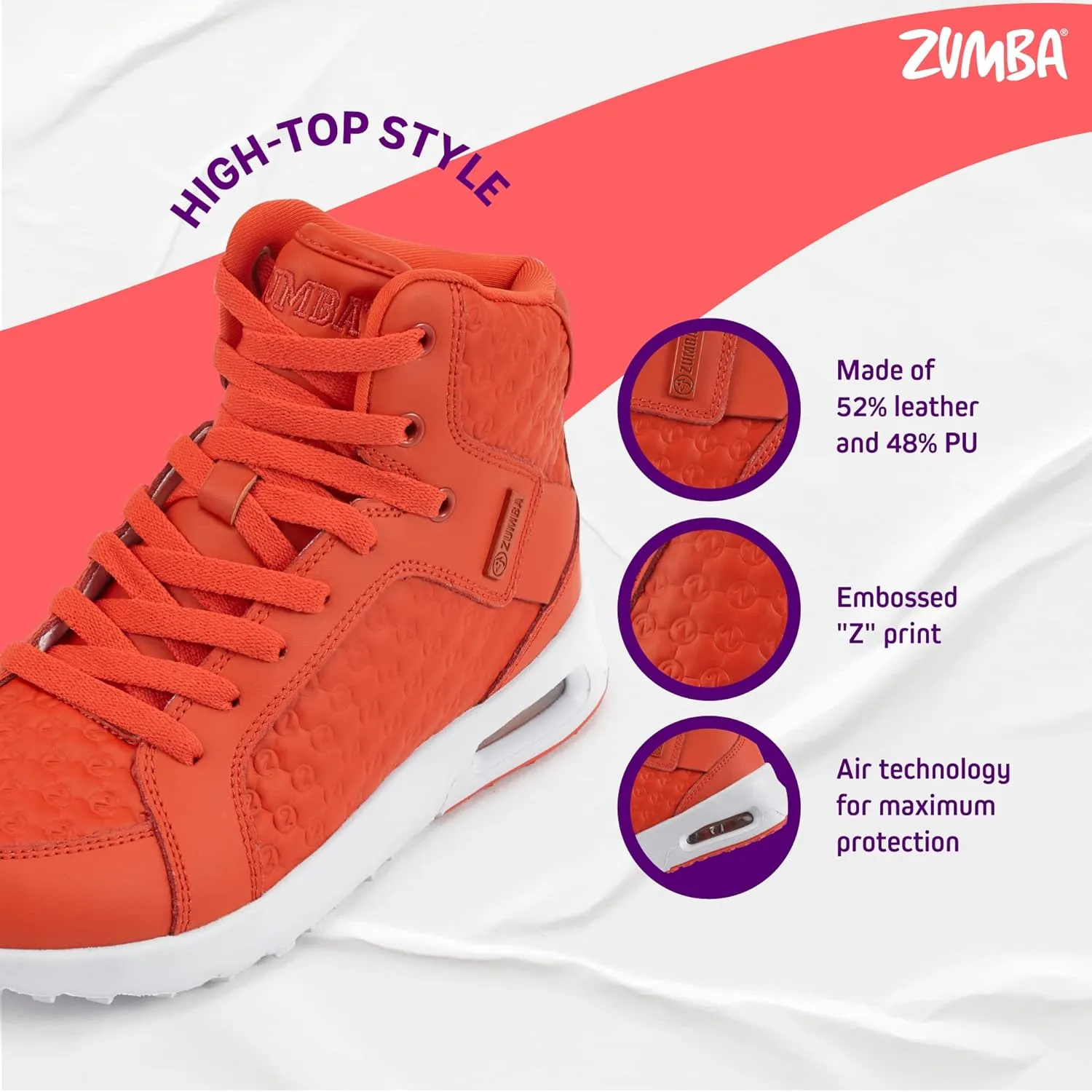 ZUMBA Street Boss Comfy High Top Gym Shoes Active Dance Workout Shoes for Women