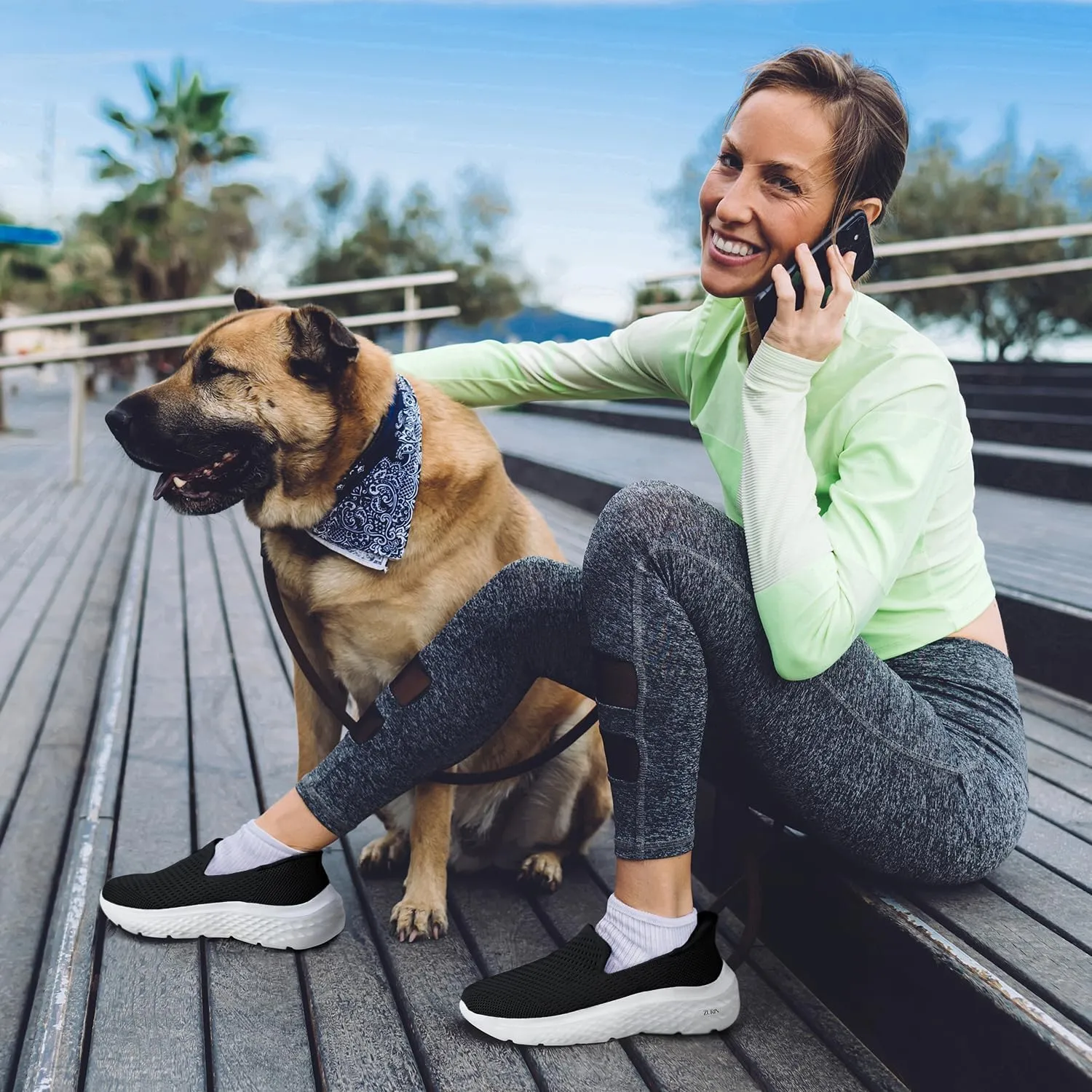 ZURIN Womens Slip On Walking Shoes with Arch Support,Lightweight No Lace Sneakers,Non Slip Breathable Tennis Shoes