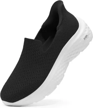 ZURIN Womens Slip On Walking Shoes with Arch Support,Lightweight No Lace Sneakers,Non Slip Breathable Tennis Shoes