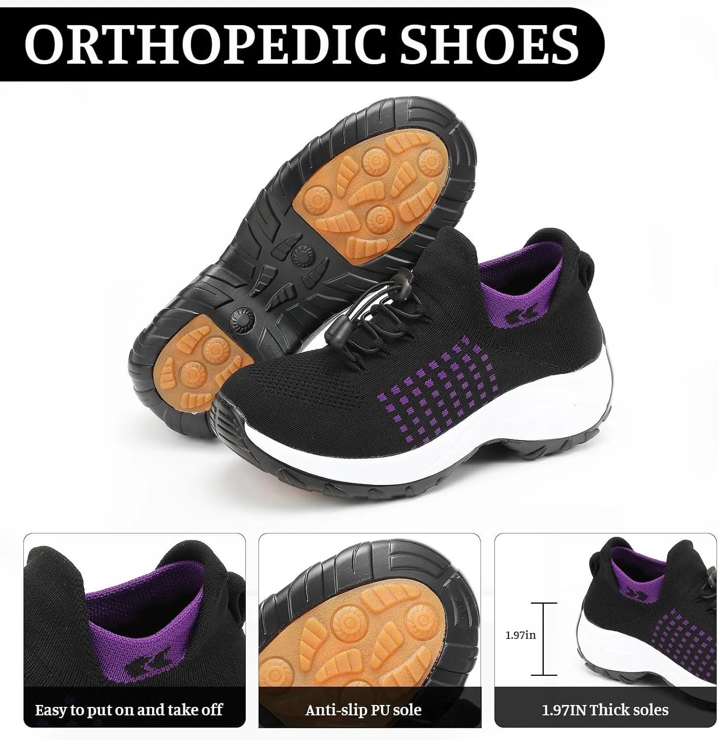 ZWRXW Comfort Wear Orthowear Shoes for Women Men,Arch Support Orthopedic Sneakers Stretch Comfortable Casual Athletic Sneakers Outdoor Lightweight Breathable Walk Shoes