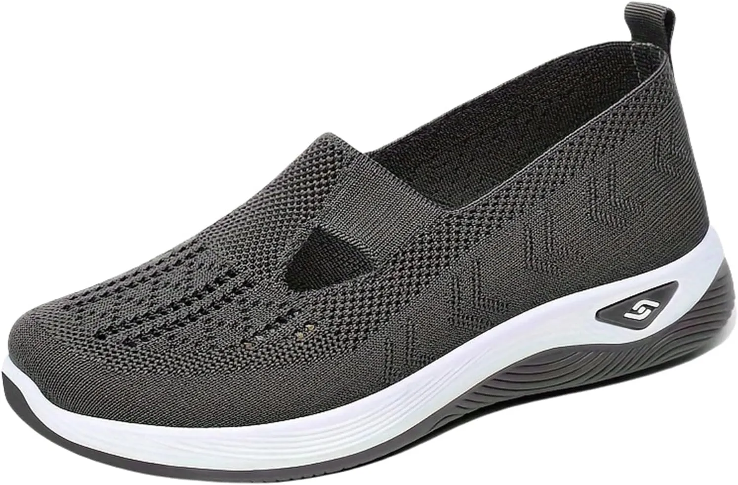 ZWRXW Orthopedic Flats for Women Lightweight Comfortable Arch Support Sneaker Breathable Knitted Soft Non-Slip Mesh Up Footwear Woven Work Walking Shoe